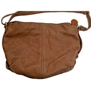 SAS Genuine Leather Shoulder Bag Brown Slouch Hobo Purse Made USA Soft Leather